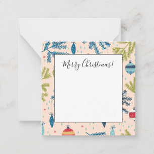 Carte De Correspondance Ornements de Noël à l'ancienne accrochés aux arbre