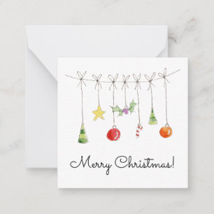 Carte De Correspondance Ornements de Noël sur une ficelle