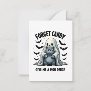 Carte De Correspondance Oubliez Candy Donnez-Moi Moo Deng Halloween Ghost