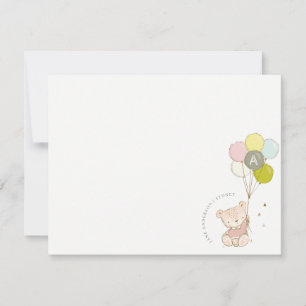 Carte De Correspondance Ours en ballon rose élégant mignon monogramme fémi