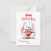 Carte De Correspondance Ours en peluche blanc pour la Saint-Valentin (Devant)
