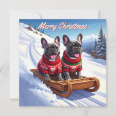 Carte De Correspondance Pack français Bulldog de Noël plat (Devant)