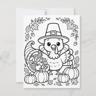 Carte De Correspondance Pages de coloriage de Thanksgiving