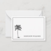 Carte De Correspondance Palmier noir et blanc Palmier Personnalisé (Devant)