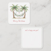 Carte De Correspondance Palmiers de Noël côtiers avec hamac (Devant / Derrière)