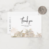 Carte De Correspondance Palmiers Merci Mariage Lettré à la main (Devant/Arrière en situation)