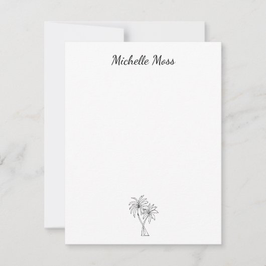 Carte De Correspondance Palmiers tropicaux Simple Noir Blanc (Devant)