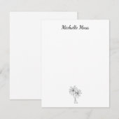 Carte De Correspondance Palmiers tropicaux Simple Noir Blanc (Devant / Derrière)