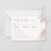 Carte De Correspondance Pampas Grass Boho Blush Rose Elégant Mariage RSVP (Devant)