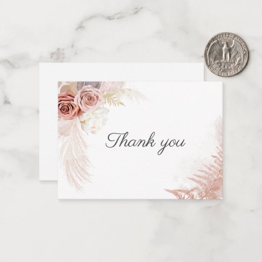 Carte De Correspondance Pampas Grass Terracotta Mariage Merci (Devant/Arrière en situation)