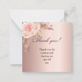 Carte De Correspondance Pampas herbe rousse rose merci (Devant)