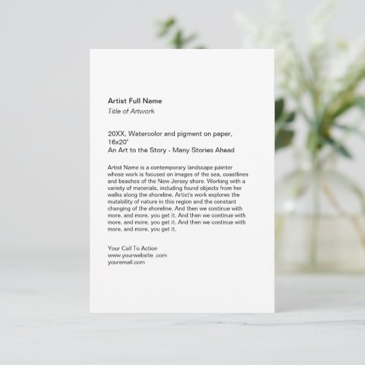 Carte De Correspondance Pancartes d'exposition d'art vertical (Debout devant)