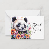 Carte De Correspondance Pandas au milieu de fleurs Merci (Devant)