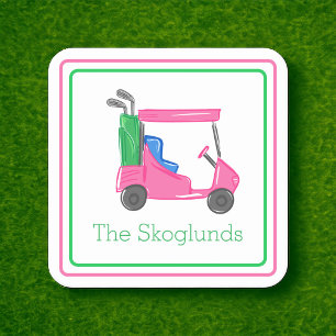 Carte De Correspondance Panier de golf Preppy Pink personnalisé Cadeau fro