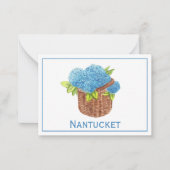 Carte De Correspondance Panier Nantucket personnalisé Blue Hydrangeas Merc (Devant)