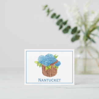 Carte De Correspondance Panier Nantucket personnalisé Blue Hydrangeas Merc