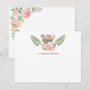 Carte De Correspondance Panier Vintage rose et jaune