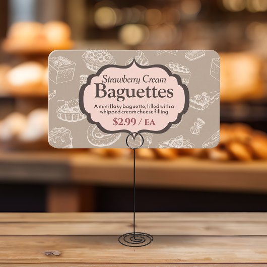 Carte De Correspondance Panneau d'affichage de boulangerie avec descriptio