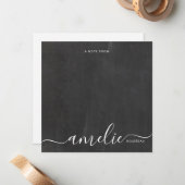 Carte De Correspondance Panneau de calligraphie Monogramme de script blanc (Devant/Arrière en situation)