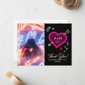 Carte De Correspondance Panneau Neon Vegas Mariage Merci (Devant/Arrière en situation)