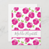 Carte De Correspondance Pansies d'aquarelle rose magenta (Devant / Derrière)