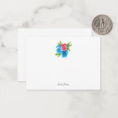 Carte De Correspondance Pansies rose Bleu (Devant/Arrière en situation)