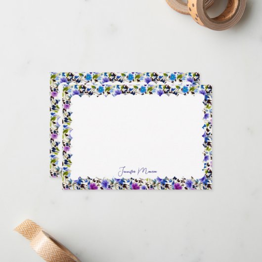Carte De Correspondance papeterie à bordure festonnée (Devant/Arrière en situation)