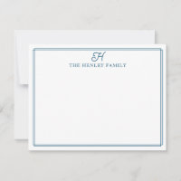 Papeterie à monogramme avec liseré bleu initial de