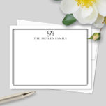 Carte De Correspondance Papeterie à monogramme avec liseré noir initial de<br><div class="desc">Ce design présente une fine double bordure avec un espace pour une initiale de famille et un nom de famille. Cliquez sur le bouton personnaliser si vous souhaitez ajuster les éléments de design et/ou modifier davantage le texte ! Des variations de ce design, des couleurs supplémentaires, ainsi que des produits...</div>