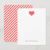 Carte De Correspondance Papeterie à monogramme Cœur Sucré Corail (Devant / Derrière)