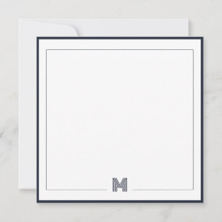 Carte De Correspondance Papeterie à monogramme minimaliste à double bordur