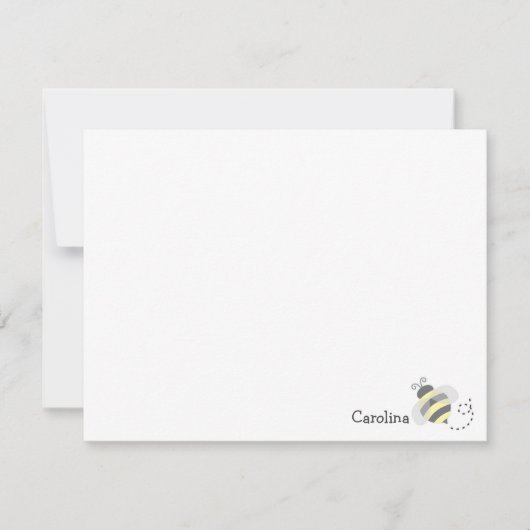 Carte De Correspondance Papeterie Abeille Bourdon Rayures Noires Jaunes (Devant)