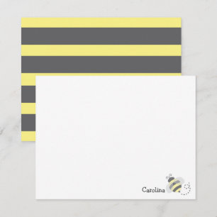 Carte De Correspondance Papeterie Abeille Bourdon Rayures Noires Jaunes