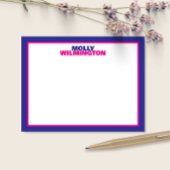 Carte De Correspondance Papeterie amusante avec nom empilé et bordure bleu