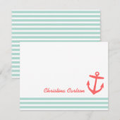 Carte De Correspondance Papeterie Ancre Monnaie et Corail (Devant / Derrière)