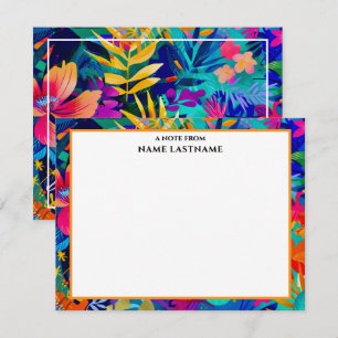 Carte De Correspondance Papeterie Botanique Colorée I Florale Tropicale