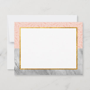 Carte De Correspondance Papeterie botanique élégante en marbre et rose