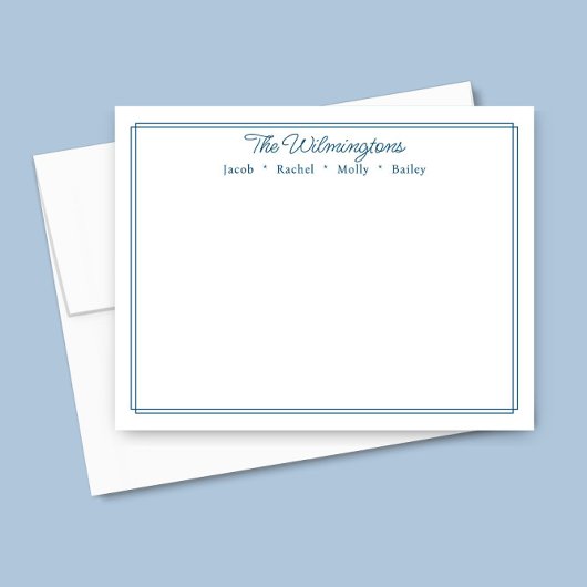 Carte De Correspondance Papeterie Classique à Bordure Bleu Marine Nom de F