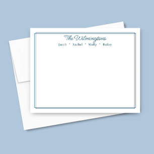 Carte De Correspondance Papeterie Classique avec Liseré Bleu Marine au Nom