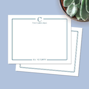 Carte De Correspondance Papeterie d'anniversaire à bordure bleu marine ave