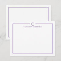 Papeterie de bordure violette initiale monogramme 
