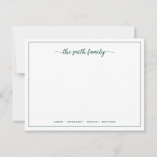 Carte De Correspondance Papeterie de famille à bordure verte avec écriture
