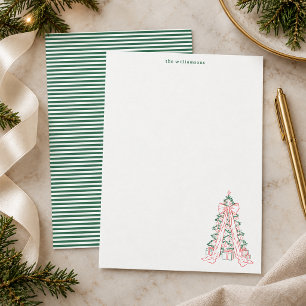 Carte De Correspondance Papeterie de famille à motif d'arbre de Noël fanta