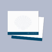 Carte De Correspondance Papeterie de famille avec coquillage et bande bleu