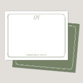 Carte De Correspondance Papeterie de famille jolie initiale de script Vert