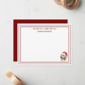 Carte De Correspondance Papeterie de Noël Santa Golden Doodle (Devant/Arrière en situation)