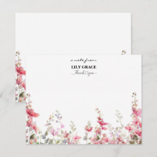 Carte De Correspondance Papeterie de remerciement à motif de fleur sauvage