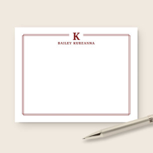 Carte De Correspondance Papeterie de station à deux bordures rouge foncé i