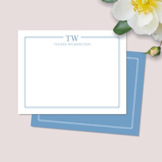 Carte De Correspondance Papeterie de station moderne à deux initiales avec