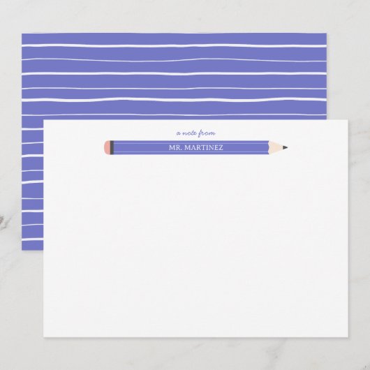 Carte De Correspondance Papeterie d'illustration de crayon professeur d'éc (Devant / Derrière)
